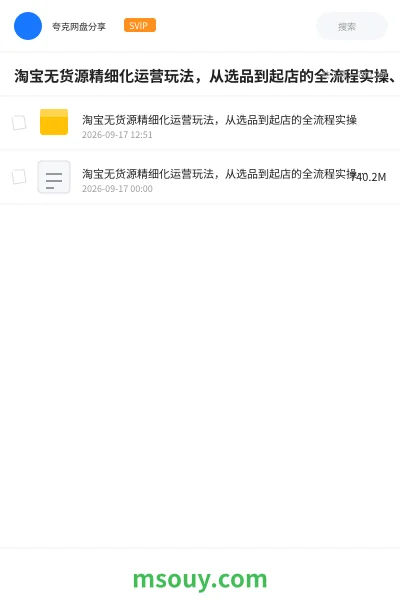 《淘宝无货源精细化运营玩法,从选品到起店的全流程实操、》网赚学习资源封面