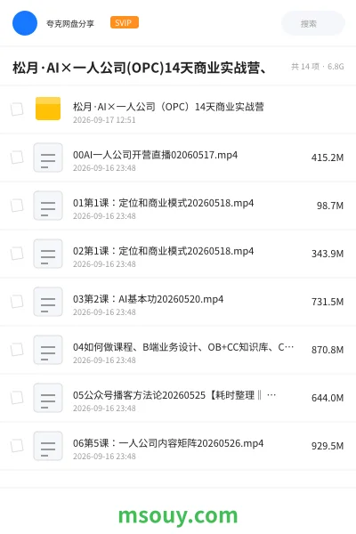 《松月·AI×一人公司(OPC)14天商业实战营、》教程学习资源封面
