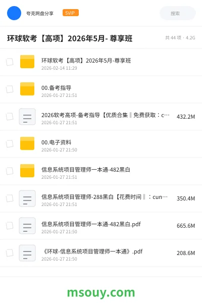 《环球软考【高项】2026年5月- 尊享班》职业资格网盘|学习资源网盘