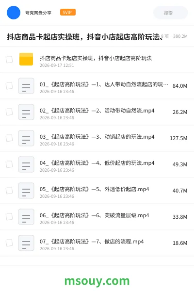 《抖店商品卡起店实操班,抖音小店起店高阶玩法、》教程网盘|学习资源网盘