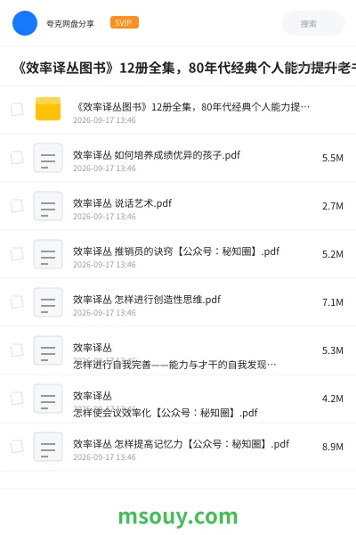 《《效率译丛图书》12册全集,80年代经典个人能力提升老书书单》书刊学习资源封面