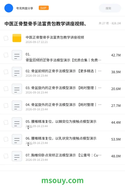 《中医正骨整骨手法富贵包教学讲座视频、》教程学习资源封面