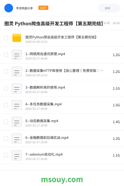 《图灵 Python爬虫高级开发工程师【第五期完结】》教程学习资源封面