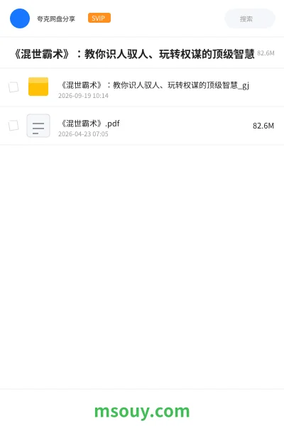 《《混世霸术》:教你识人驭人、玩转权谋的顶级智慧》书刊学习资源封面