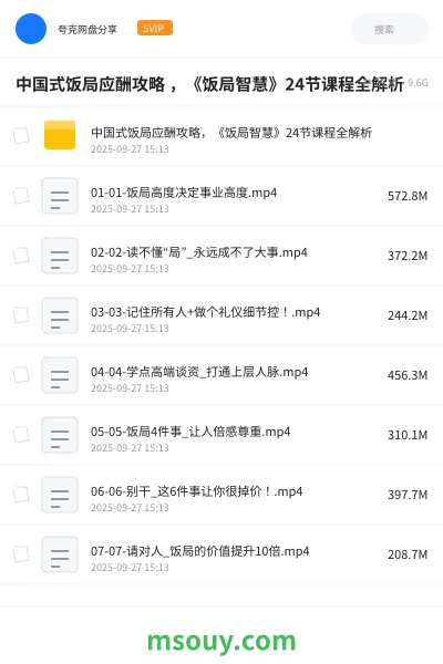 《中国式饭局应酬攻略 ,《饭局智慧》24节课程全解析》教程学习资源封面