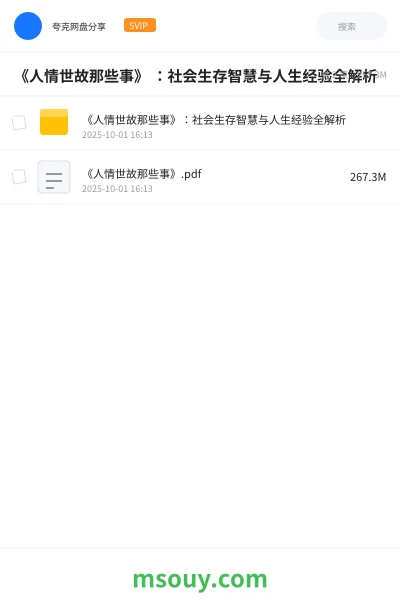 《《人情世故那些事》 :社会生存智慧与人生经验全解析》书刊网盘|学习资源网盘