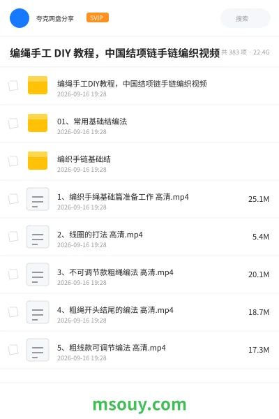 《编绳手工 DIY 教程,中国结项链手链编织视频》教程网盘|学习资源网盘