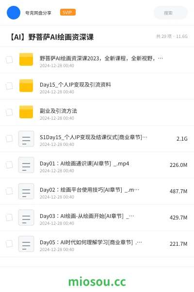《野菩萨AI绘画资深课2023,全新课程,全新视野,知识重构,引领未来》AIGC网盘|学习资源网盘