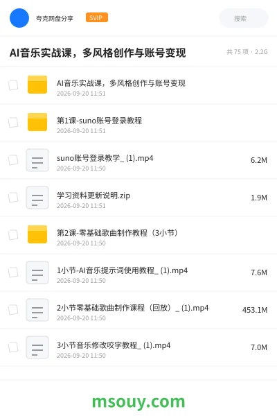 《AI音乐实战课,多风格创作与账号变现》AIGC学习资源封面