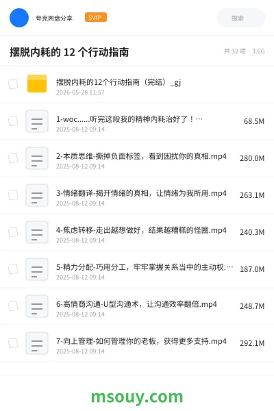 《摆脱内耗的 12 个行动指南》教程学习资源封面