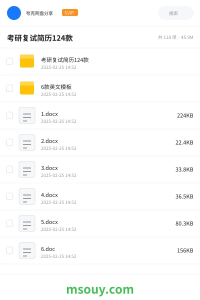 《考研复试简历124款》考研学习资源封面