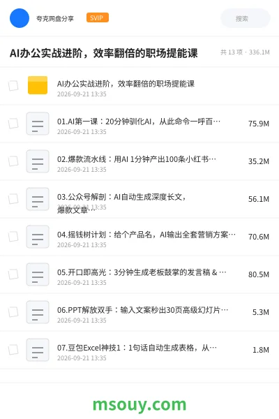 《📁AI办公实战进阶,效率翻倍的职场提能课》AIGC网盘|学习资源网盘