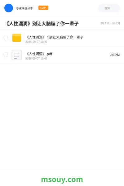 《《人性漏洞》别让大脑骗了你一辈子》书刊网盘|学习资源网盘