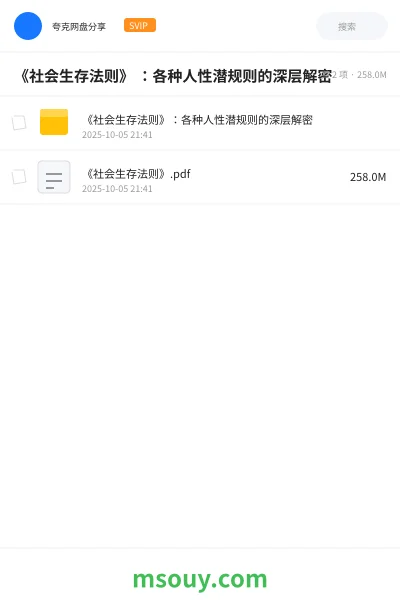 《《社会生存法则》 ：各种人性潜规则的深层解密》书刊网盘｜学习资源网盘