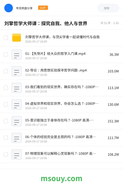 《刘擎哲学大师课:探究自我、他人与世界》教程网盘|学习资源网盘