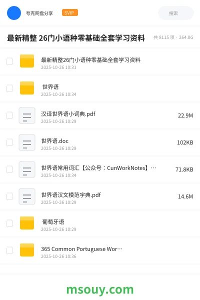 《最新精整 26门小语种零基础全套学习资料》学习资源网盘|学习资源网盘