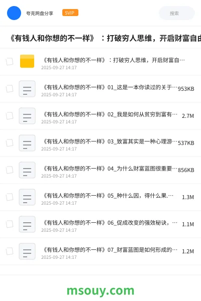 《《有钱人和你想的不一样》 ：打破穷人思维，开启财富自由之门》书刊网盘｜学习资源网盘