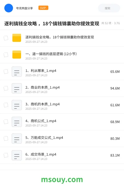 《逐利搞钱全攻略 ,18个搞钱锦囊助你提效变现》教程学习资源封面