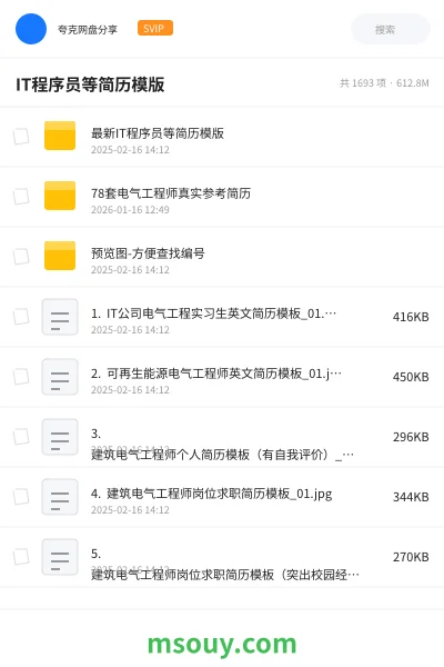 《IT程序员等简历模版》学习资源网盘｜学习资源网盘