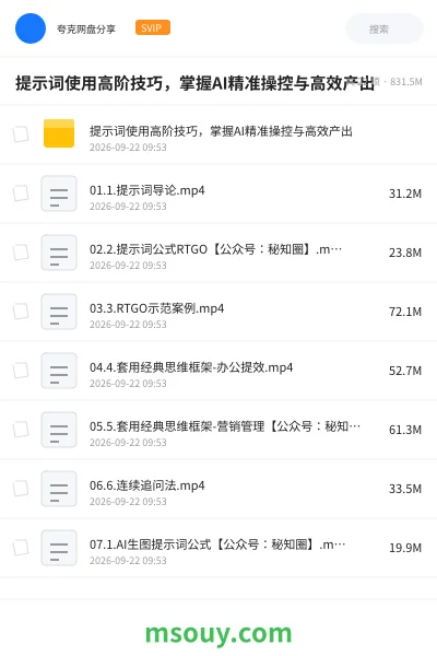 《提示词使用高阶技巧，掌握AI精准操控与高效产出》AIGC网盘｜学习资源网盘