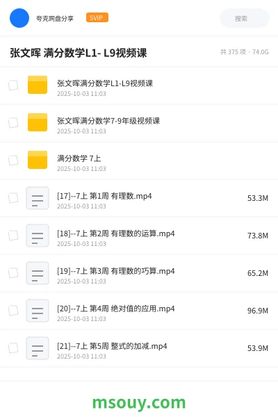 《张文晖 满分数学L1- L9视频课》学习资源网盘|学习资源网盘