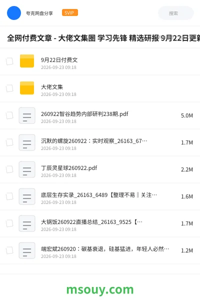 《全网付费文章 - 大佬文集圈 学习先锋 精选研报 9月22日更新》书刊学习资源封面
