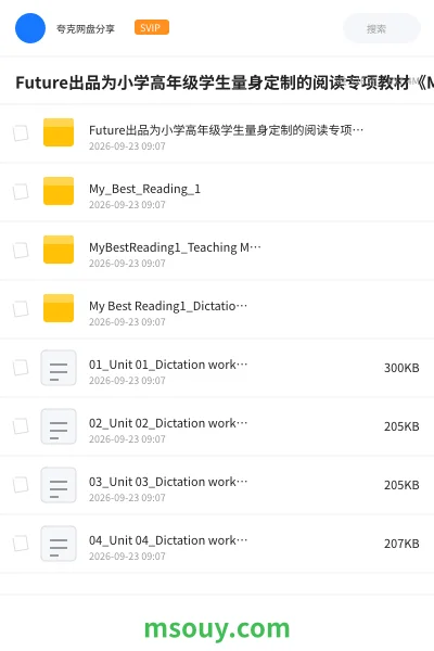 《Future出品为小学高年级学生量身定制的阅读专项教材《My Best Reading》1-4级 教材+音频+教学资源》英语网盘|学习资源网盘