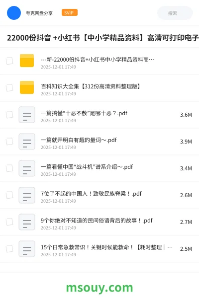 《22000份抖音 +小红书【中小学精品资料】高清可打印电子版》学习资源学习资源封面