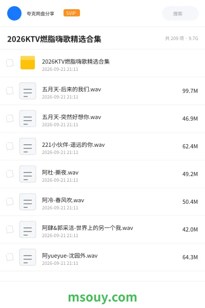 《🎤2026KTV燃脂嗨歌精选合集》音乐网盘|学习资源网盘