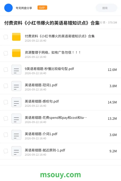 《📚付费资料《小红书爆火的英语易错知识点》合集》英语网盘｜学习资源网盘