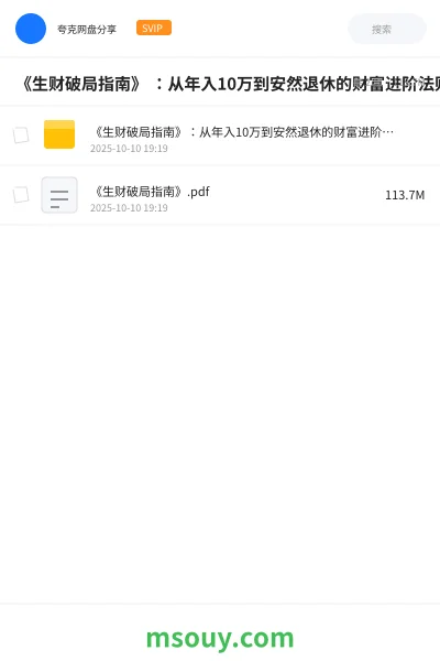 《《生财破局指南》 ：从年入10万到安然退休的财富进阶法则》AIGC网盘｜学习资源网盘