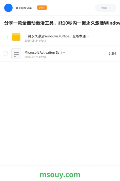 《分享一款全自动激活工具,能10秒内一键永久激活Windows及Office》软件网盘|学习资源网盘
