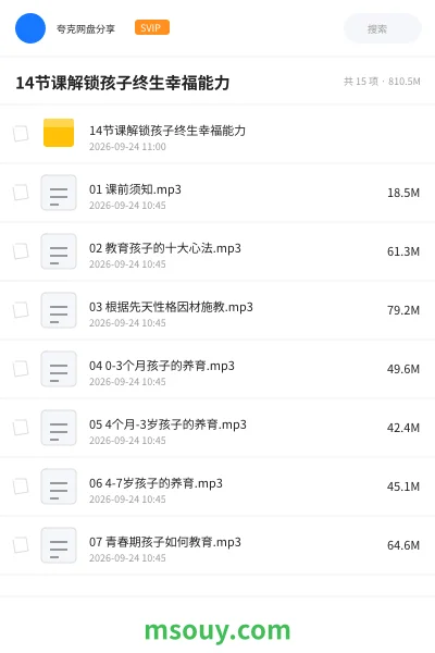 《14节课解锁孩子终生幸福能力》教程网盘|学习资源网盘