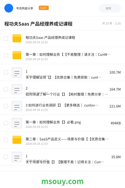 《程功夫Saas 产品经理养成记课程》AIGC网盘|学习资源网盘