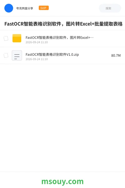 《FastOCR智能表格识别软件,图片转Excel+批量提取表格》软件网盘|学习资源网盘