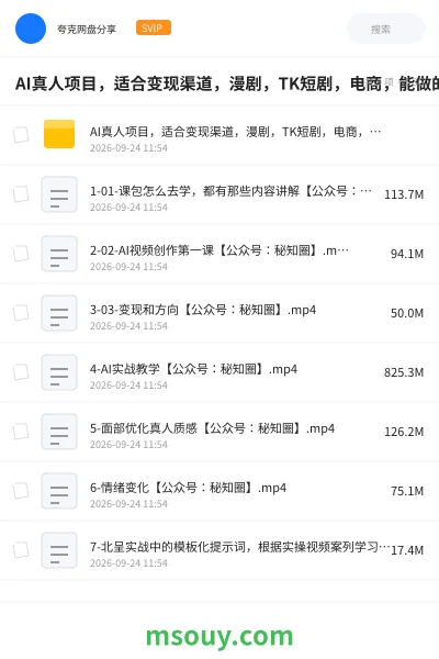 《AI真人项目,适合变现渠道,漫剧,TK短剧,电商,能做的系列都能搞,0和1基础都可入门》AIGC学习资源封面