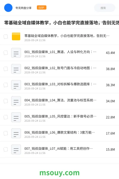 《零基础全域自媒体教学,小白也能学完直接落地,告别无效努力,真正靠自媒体稳定涨粉、引流、变现》AIGC学习资源封面