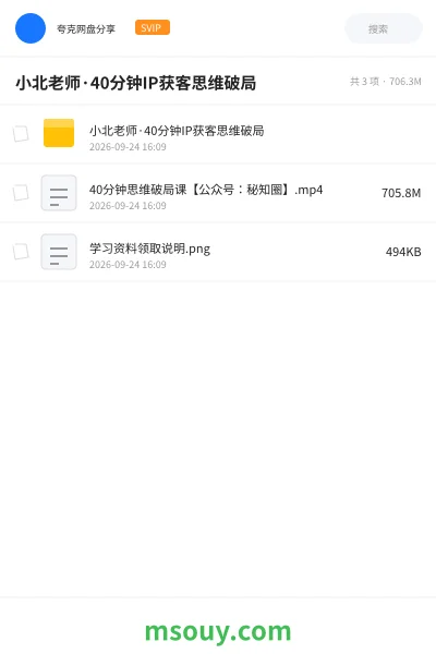 《小北老师·40分钟IP获客思维破局》教程学习资源封面