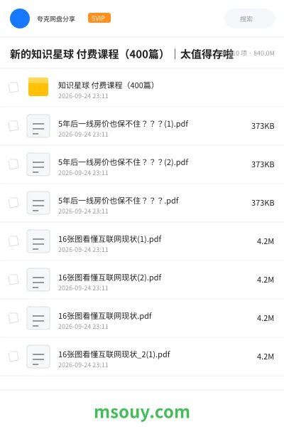 《知识星球付费课程(400篇)》教程网盘|学习资源网盘