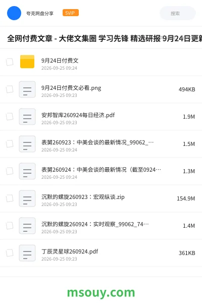 《全网付费文章 - 大佬文集圈 学习先锋 精选研报 9月24日更新》教程学习资源封面