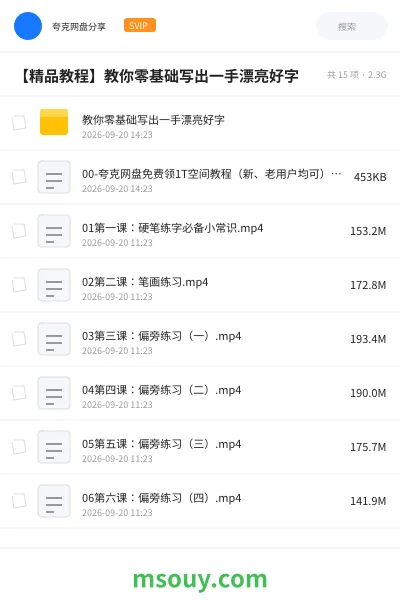 《【精品教程】教你零基础写出一手漂亮好字》教程网盘|学习资源网盘