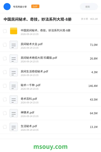 《📚中国民间秘术、奇技,妙法系列大观-8册》书刊网盘|学习资源网盘