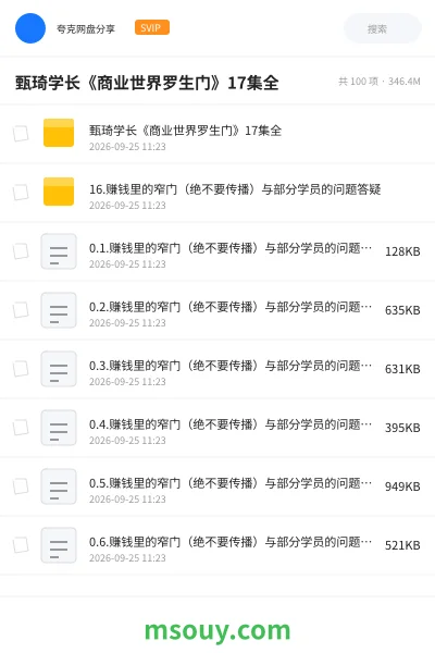《甄琦学长《商业世界罗生门》17集全》教程网盘｜学习资源网盘