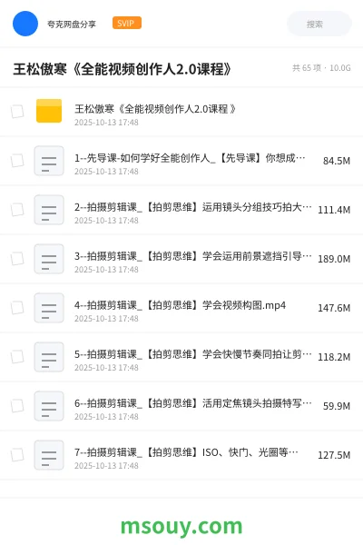 《王松傲寒《全能视频创作人2.0课程》》AIGC学习资源封面