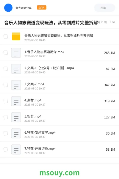 《音乐人物志赛道变现玩法,从零到成片完整拆解》AIGC网盘|学习资源网盘