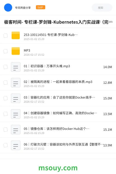 《极客时间- 专栏课-罗剑锋-Kubernetes入门实战课(完结)》教程学习资源封面