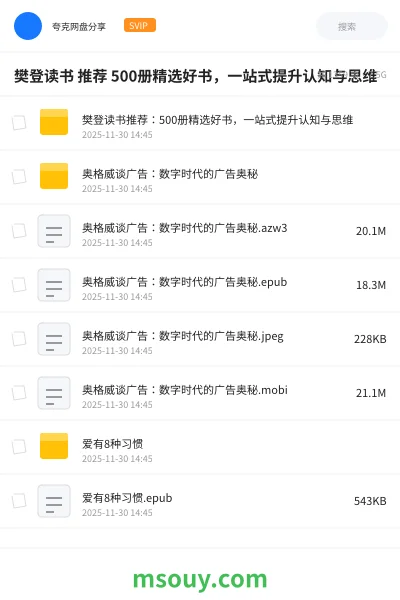 《樊登读书 推荐 500册精选好书,一站式提升认知与思维》书刊学习资源封面