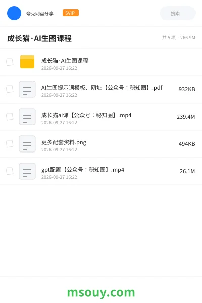 《成长猫·AI生图课程》AIGC网盘｜学习资源网盘