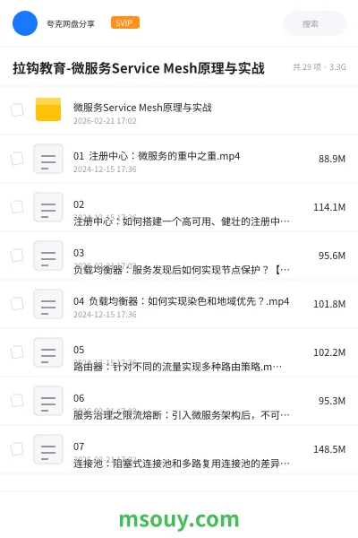 《拉钩教育-微服务Service Mesh原理与实战》教程网盘|学习资源网盘