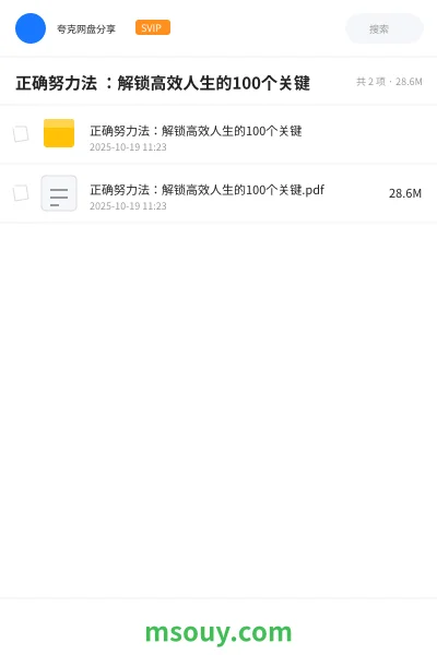 《正确努力法 ：解锁高效人生的100个关键》书刊网盘｜学习资源网盘
